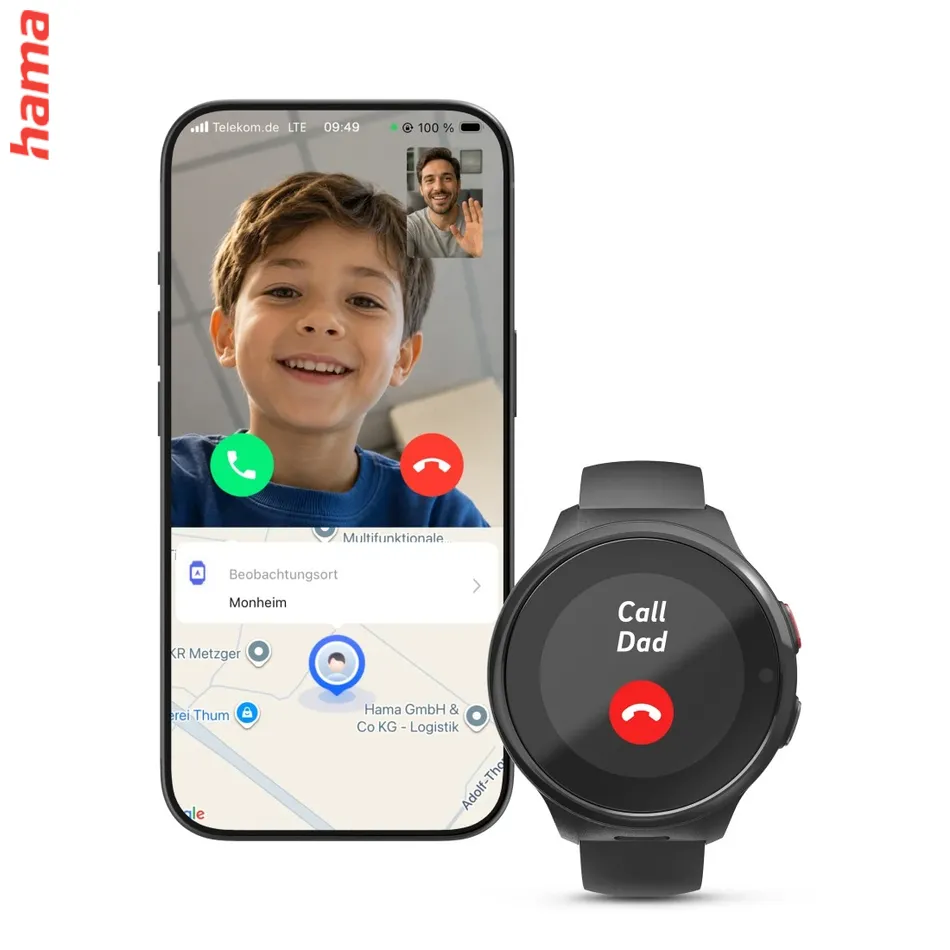 Detské smart hodinky, SIM, GPS, SOS tlačidlo, hlasové/video hovory, čierne