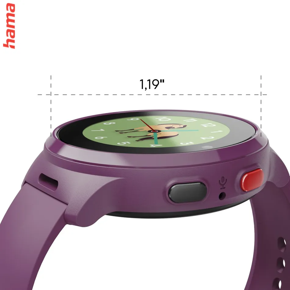 Detské smart hodinky, SIM, GPS, SOS tlačidlo, hlasové/video hovory, fialové