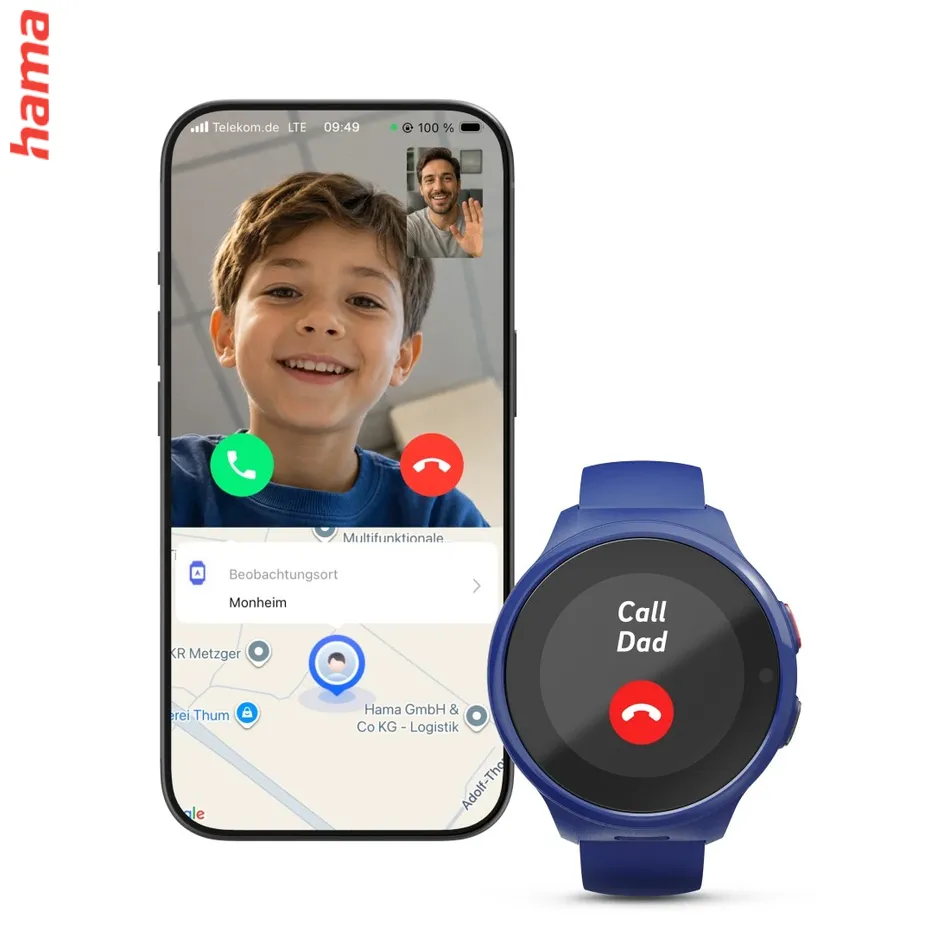 Detské smart hodinky, SIM, GPS, SOS tlačidlo, hlasové/video hovory, modré