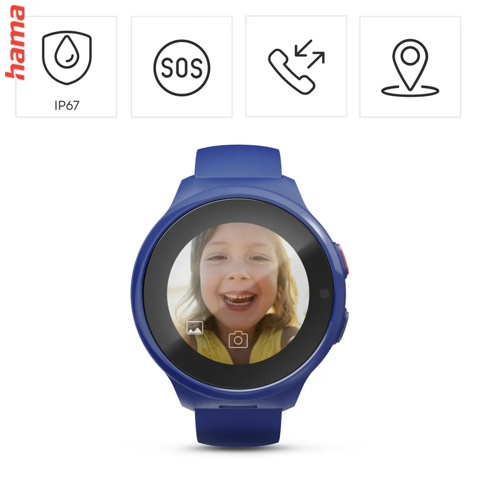 Detské smart hodinky, SIM, GPS, SOS tlačidlo, hlasové/video hovory, modré