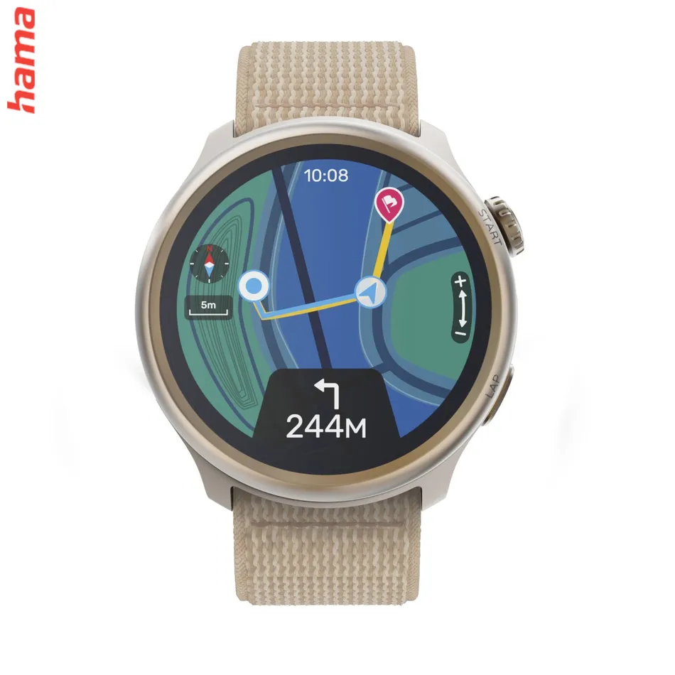 Smart hodinky 9050, bežecké, GPS, offline mapy, 45 mm, 5 ATM, béžové