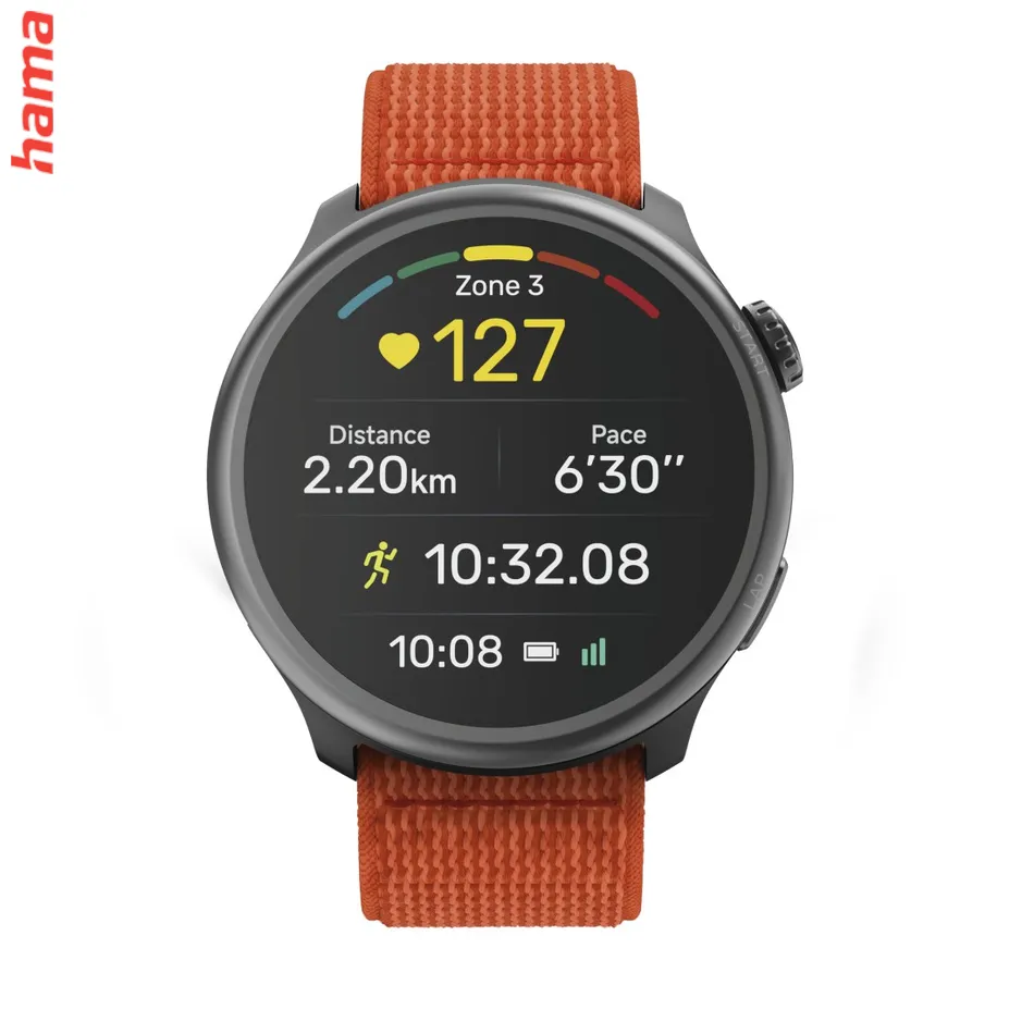 Smart hodinky 9050, bežecké, GPS, offline mapy, 45 mm, 5 ATM, oranžové
