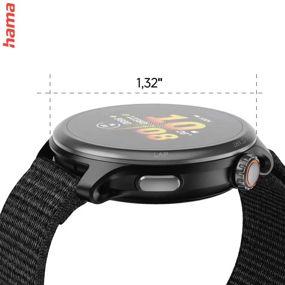 Smart hodinky 9050, bežecké, GPS, offline mapy, 45 mm, 5 ATM, čierne
