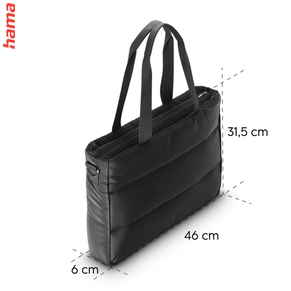 Hama taška na notebook Quilt, shopper, do 16,2 palca (41 cm), čierna