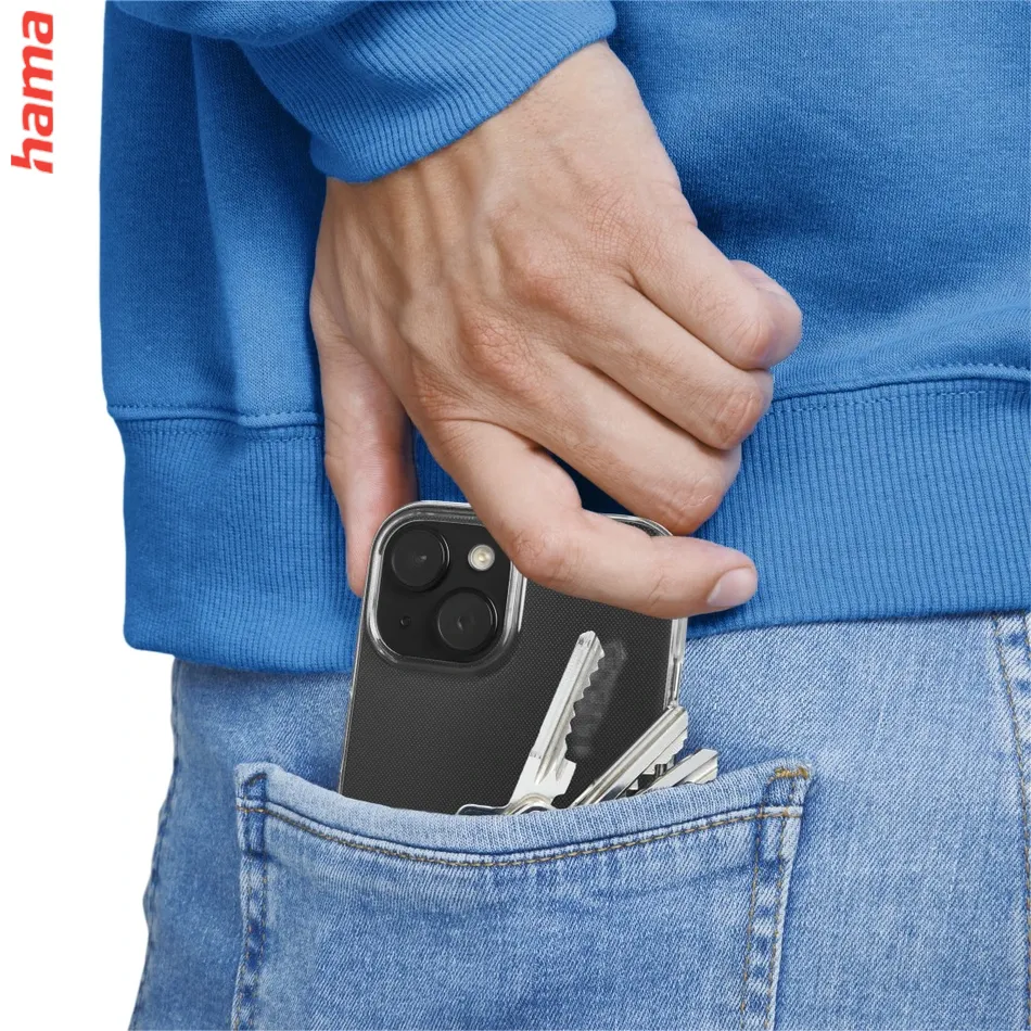 Hama priehľadný kryt na iPhone 15, Always Clear, vyrobený v Nemecku