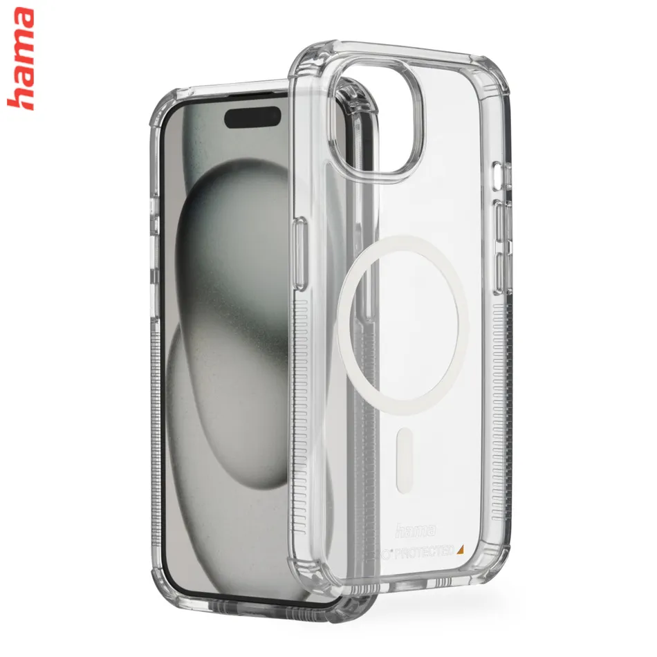 Hama priehľadný MagSafe kryt na iPhone 15, Extreme Protect, D3O