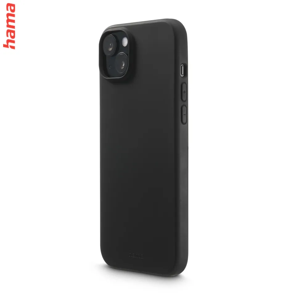 Hama čierny obal na iPhone 15, Fantastic Feel, hebký povrch