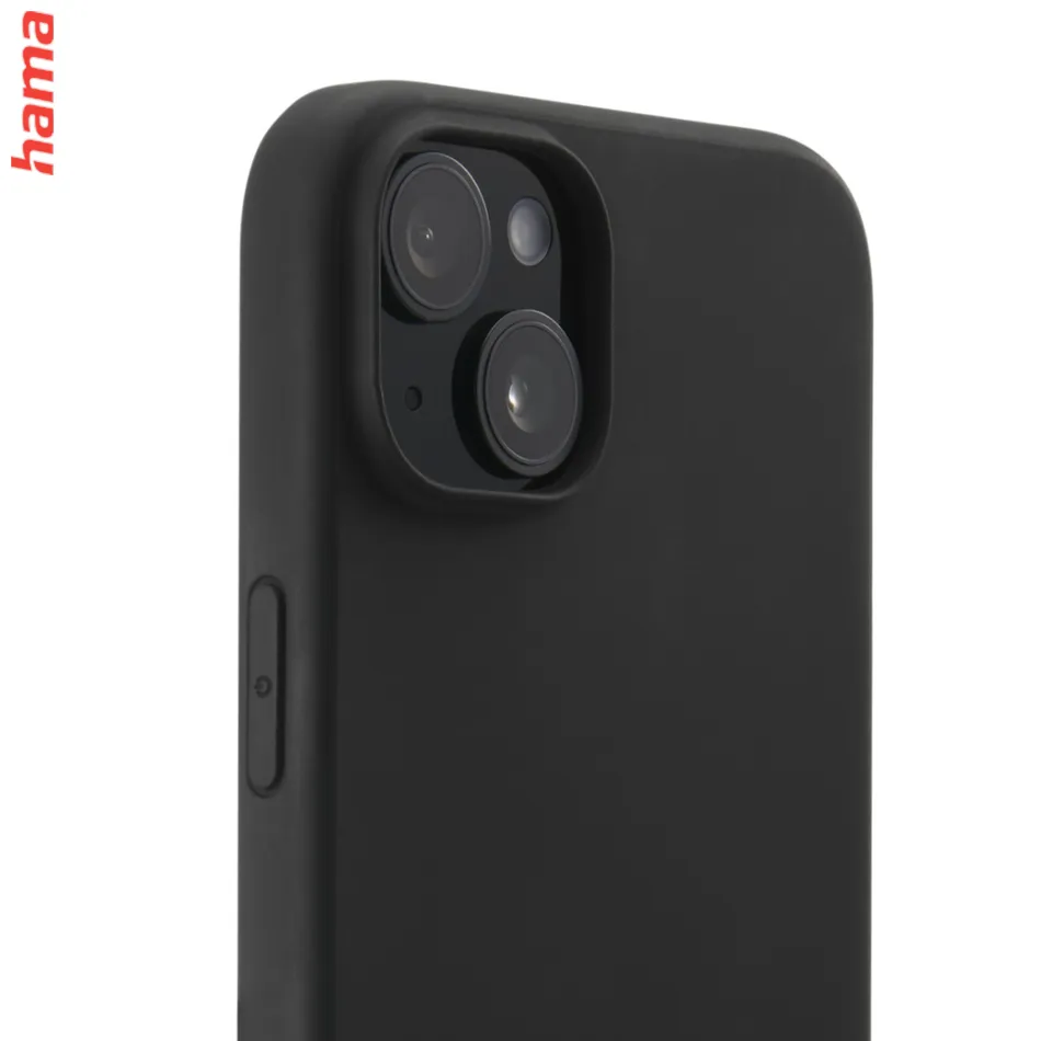 Hama čierny obal na iPhone 15, Fantastic Feel, hebký povrch
