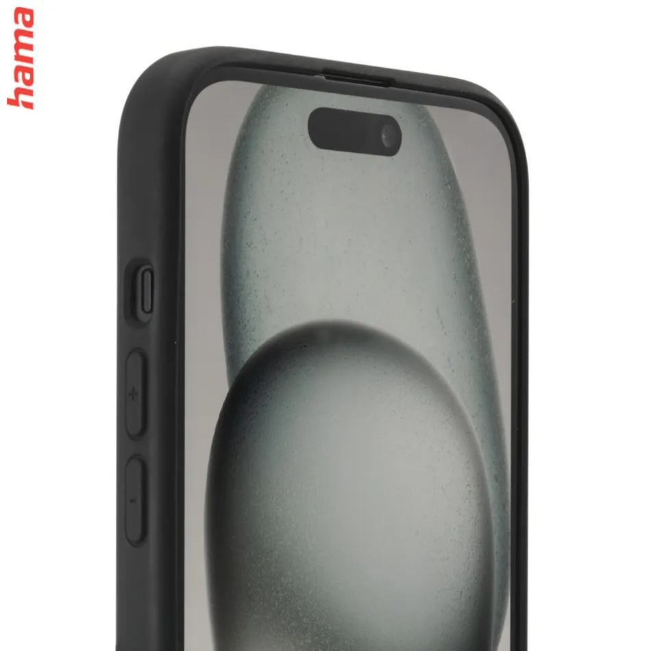 Hama čierny obal na iPhone 15, Fantastic Feel, hebký povrch