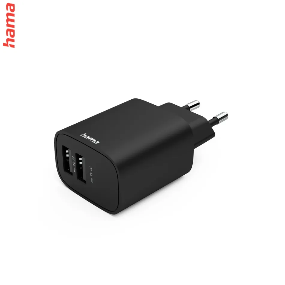 Hama USB nabíjačka, 2x USB-A, 12 W/2,4 A, 20 ks v displeji (cena za ks)