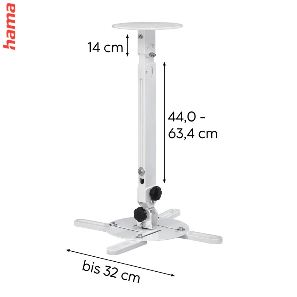 Hama držiak na projektor, otočný a výškovo nastaviteľný, strop/stena, 15 kg