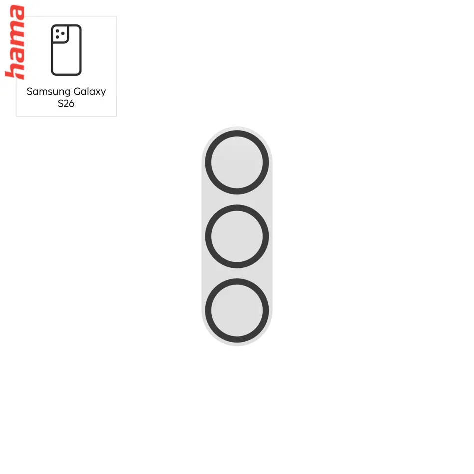 Hama ochrana kamery Samsung S26/S26+ Cam Protect, tvrdené sklo