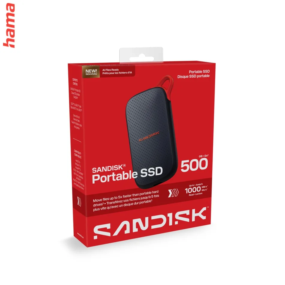 SanDisk Portable SSD 500 GB, prenosný externý SSD disk, USB-C, 1000 MB/s