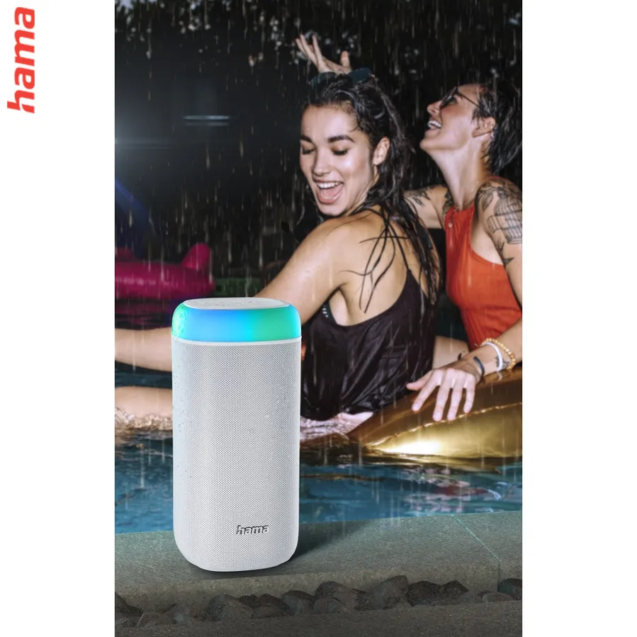 Hama Bluetooth reproduktor Shine 2.0, LED podsvietenie, IPX 4, biely