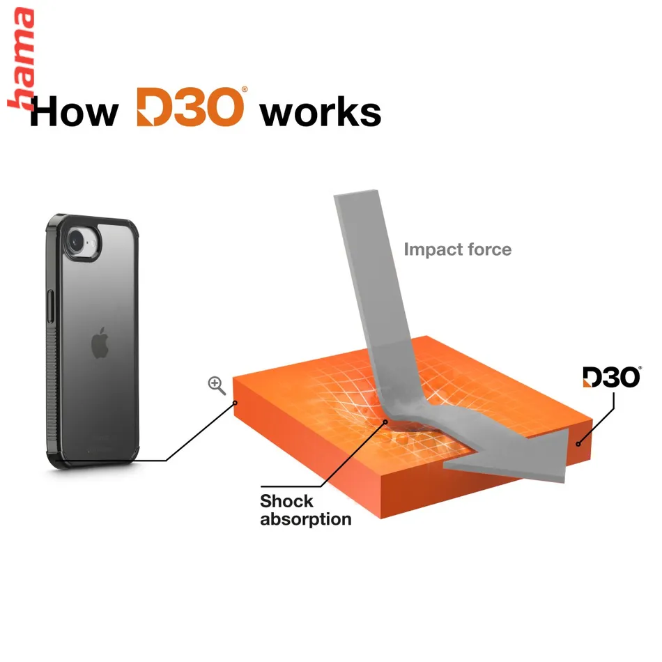 Hama Extreme Protect, kryt pre Apple iPhone 16e, materiál D3O®, priehľadný čierny  