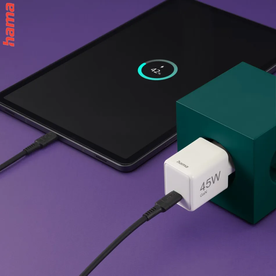 Hama rýchla USB nabíjačka, USB-C PD/QC 45 W, super-mini  