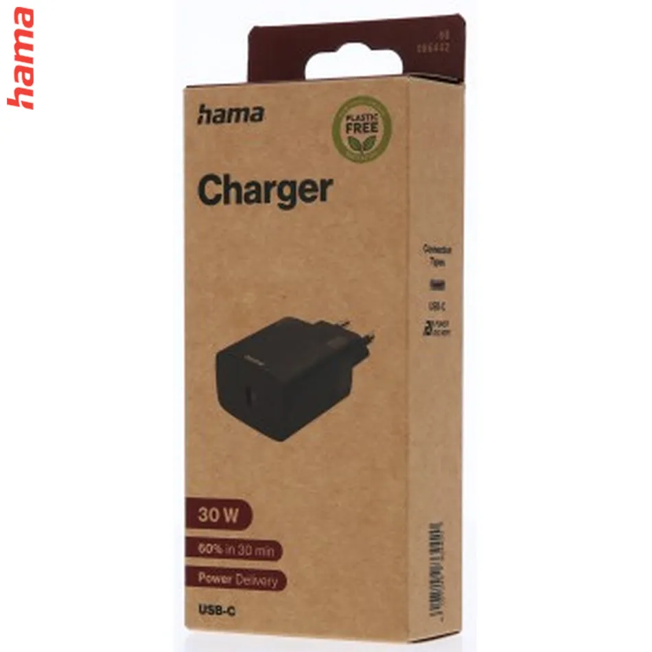 Hama Rýchla USB Nabíjačka, USB-C PD 30 W, Ecosential  