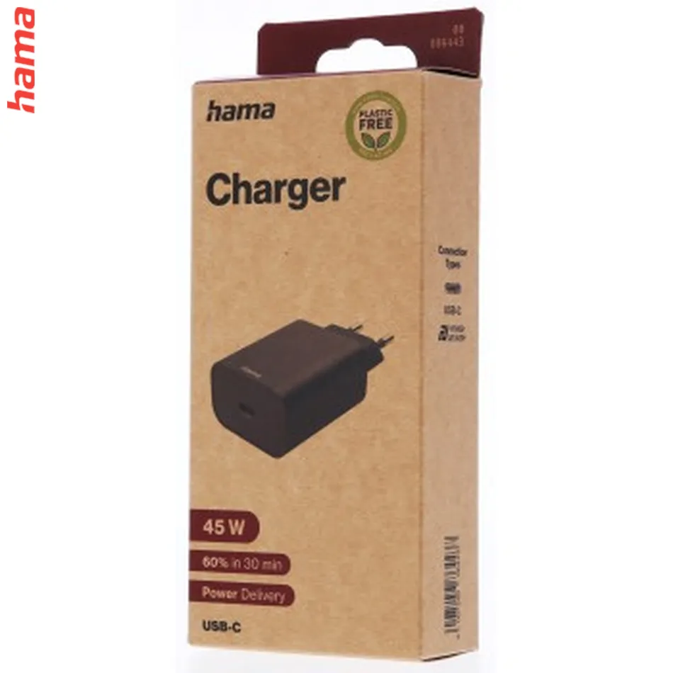 Hama Rýchla USB Nabíjačka, USB-C PD 45 W, Ecosential  