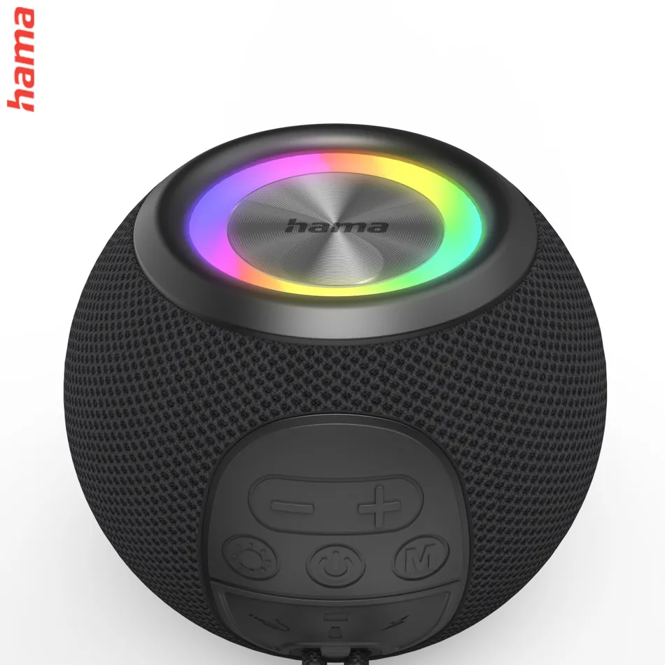 Hama Ball Bluetooth Reproduktor, 5 W, LED, AUX/USB/microSD, Čierny  
