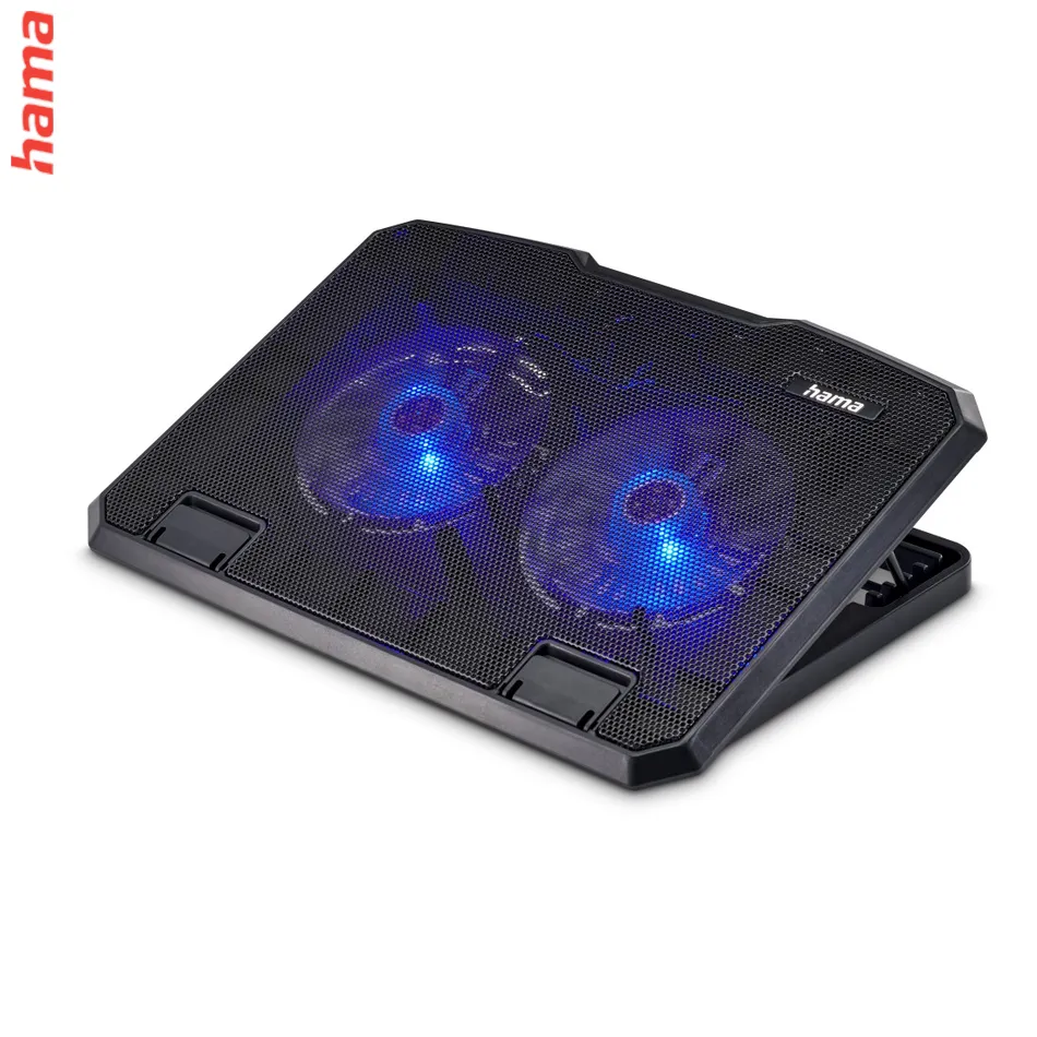 Hama chladiaci stojan pre notebook Black Metal, naklápací, 2 ventilátory, modré podsvietenie, tichý