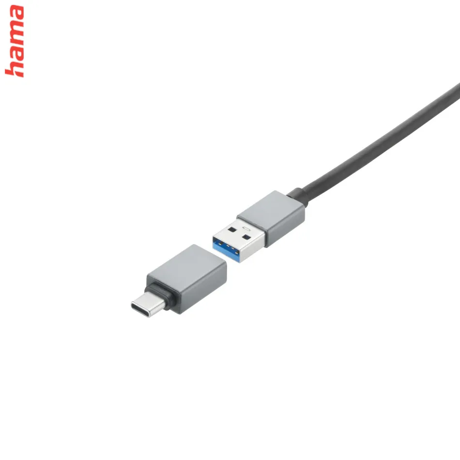 Hama USB-Hub, 7 portov, USB 3.2, 5 Gbit/s, USB-C adaptér, sieťový zdroj
