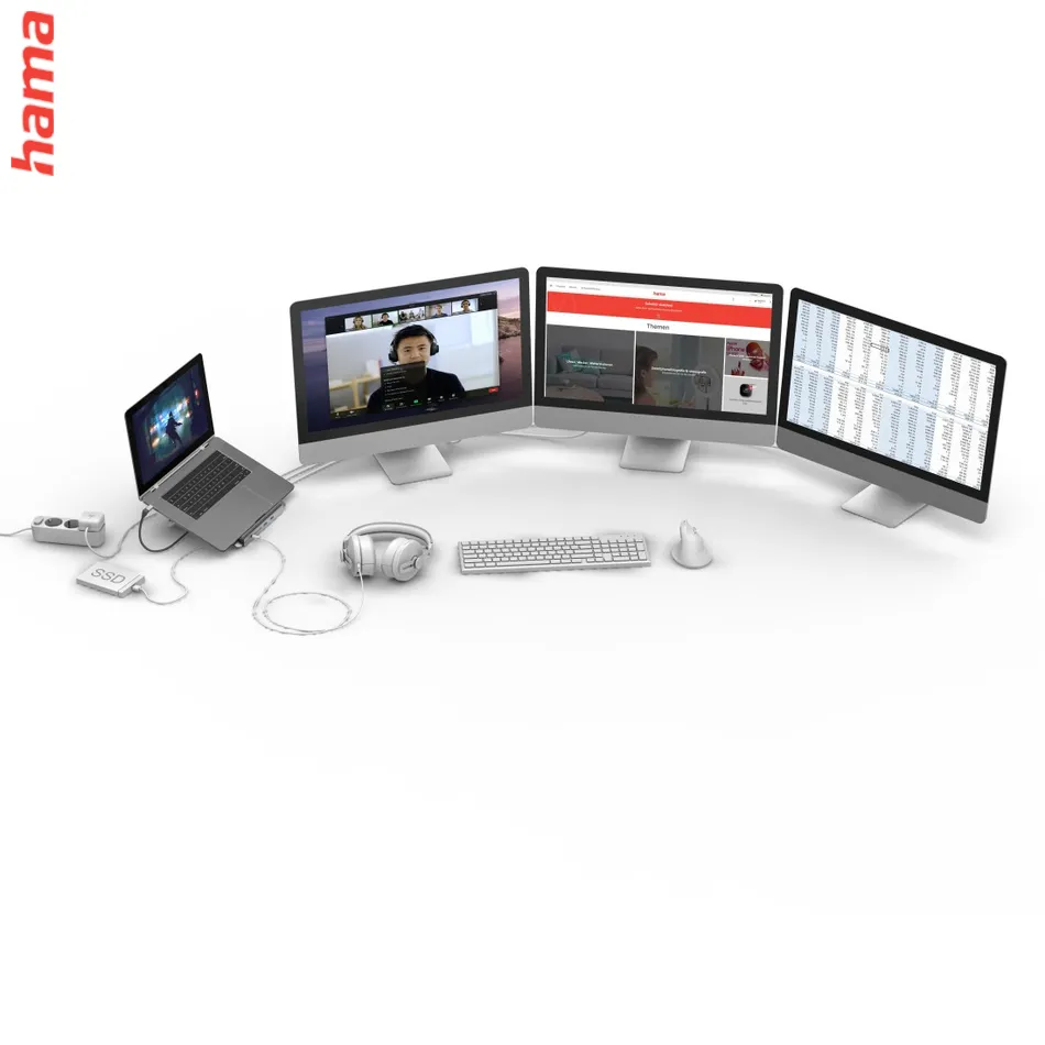 Hama USB-C dokovacia stanica a stojan pre notebook Connect2Office Stand, 12 portov