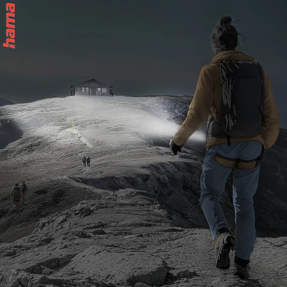 Hama FLX1200-C, LED baterka, nabíjacia, hliníková, 1200 lm/300 m, 4 režimy+SOS, IP44, zoom, karabína