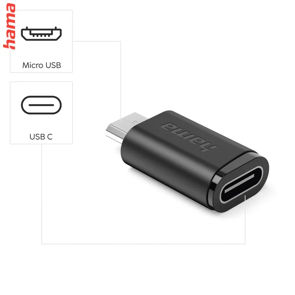 Hama redukcia micro USB na USB-C, kompaktná, 3 ks