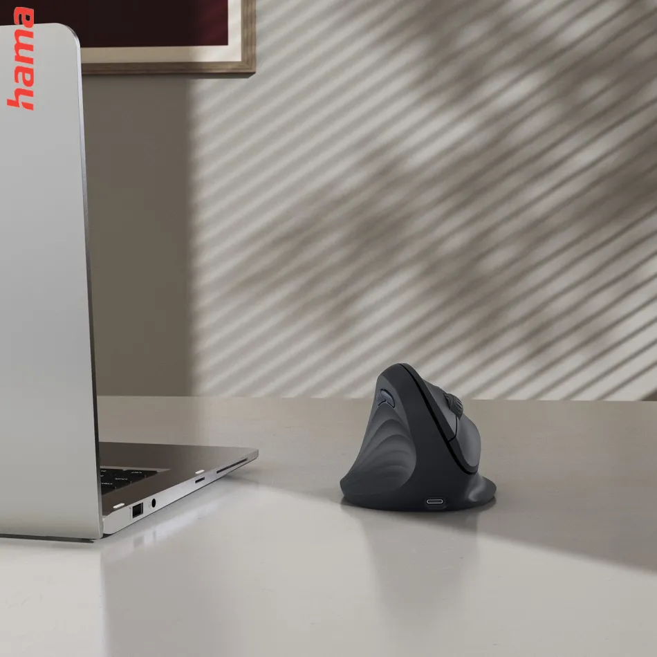 Hama vertikálna ergonomická bezdrôtová myš EWM-600L, pre ľavákov, nabíjacia, čierna
