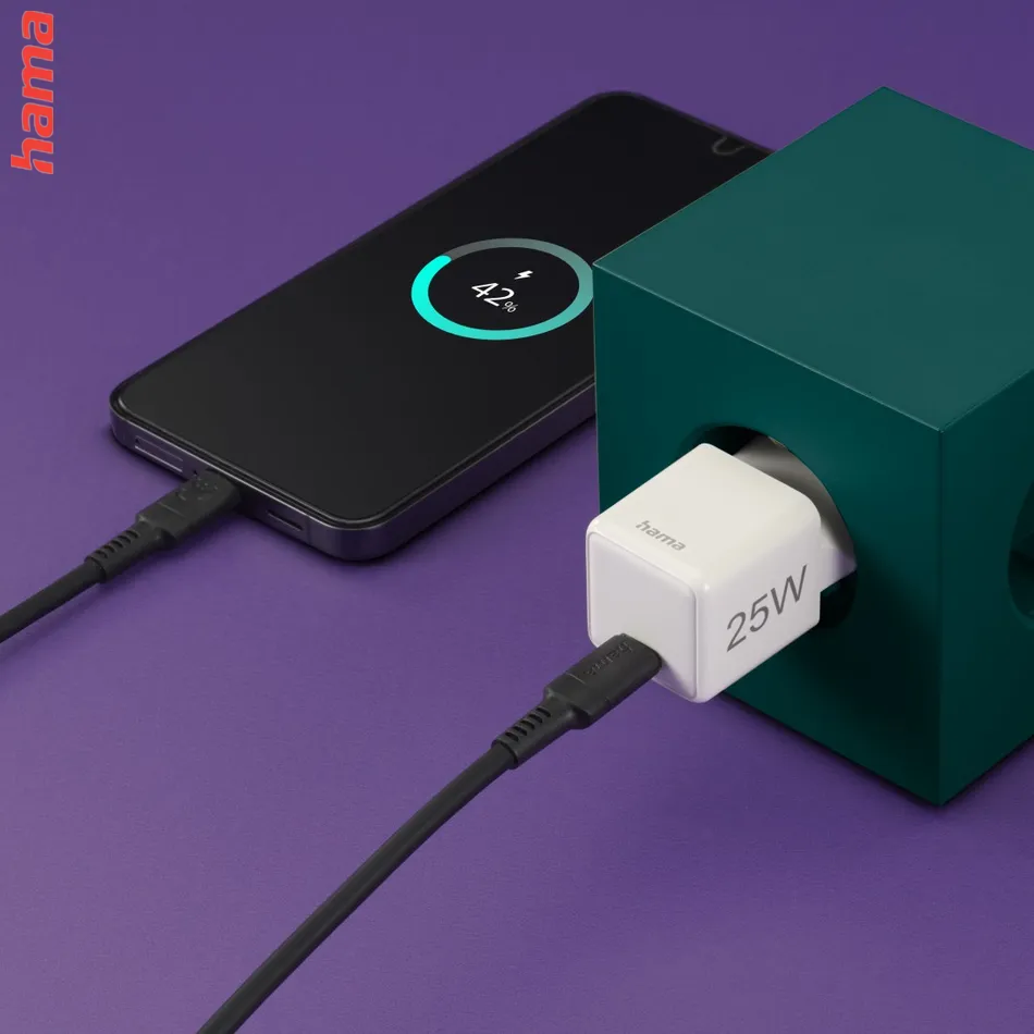 Hama rýchla USB nabíjačka, USB-C PD/QC 25 W, super-mini