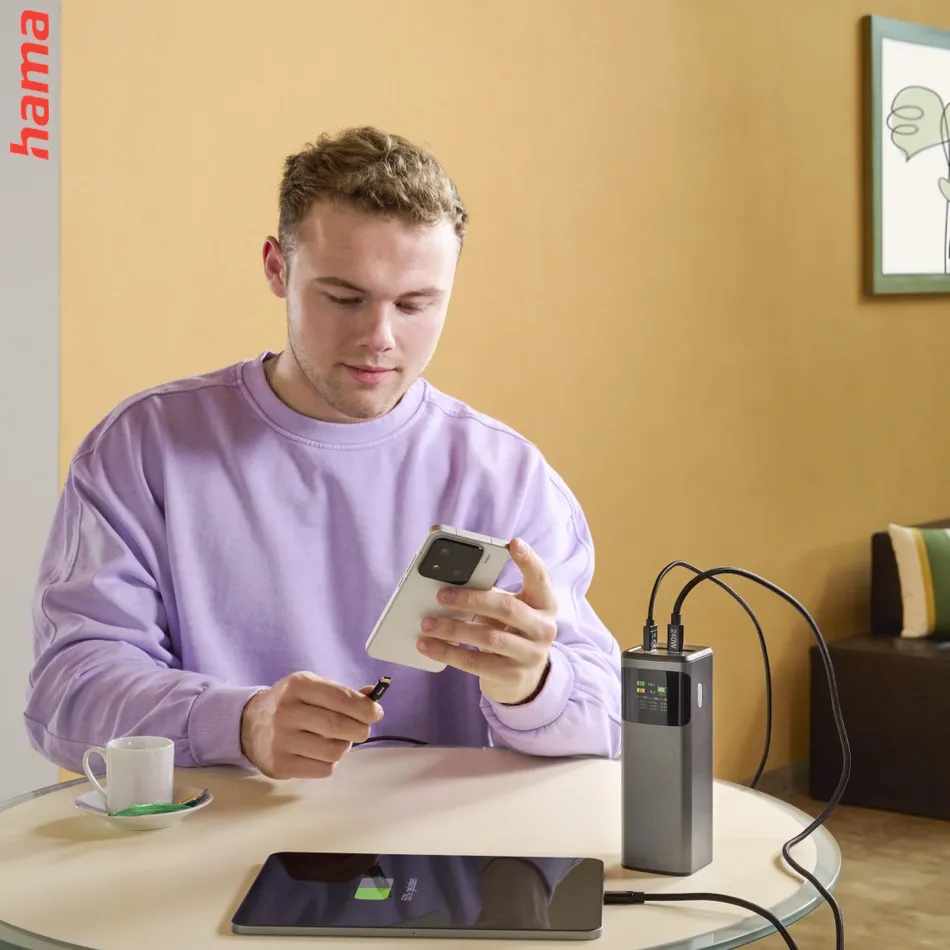 Hama High Power 200 W, powerbanka, 24000 mAh, 2x USB-C, 1x USB-A, PD, QC, displej