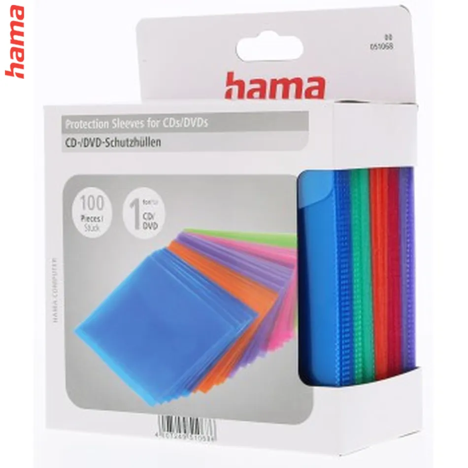 Hama ochranné obaly na CD/DVD, polypropylén, farebné, balenie 100 ks (cena za balenie)