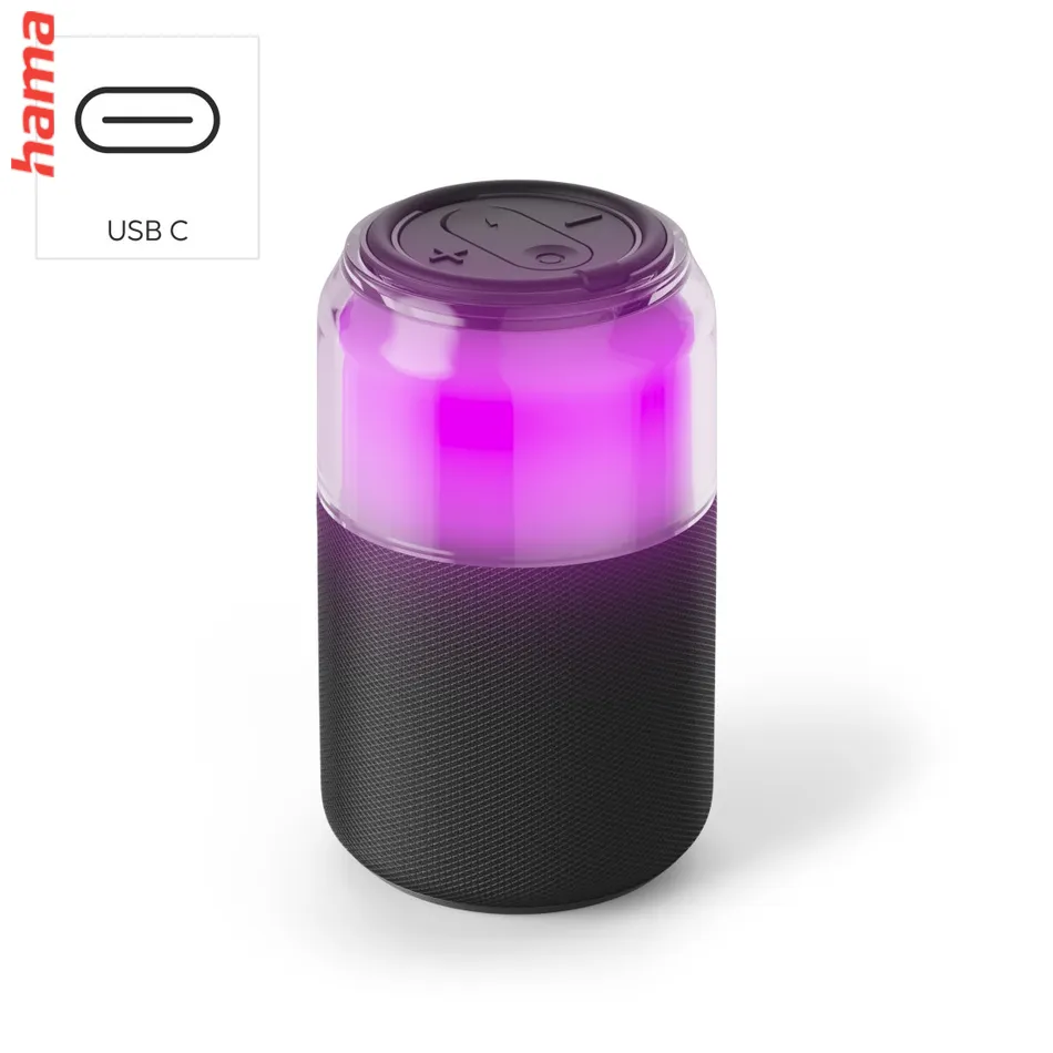 Hama Can Speaker, Bluetooth reproduktor, 5 W, tvar plechovky, USB-A pre ext.audio, 4 svetelné režimy
