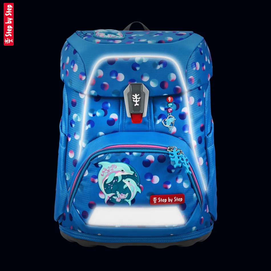Školská aktovka-taška Step by Step FIT, Dolphin Finja - 5-dielny set, AGR certifikát