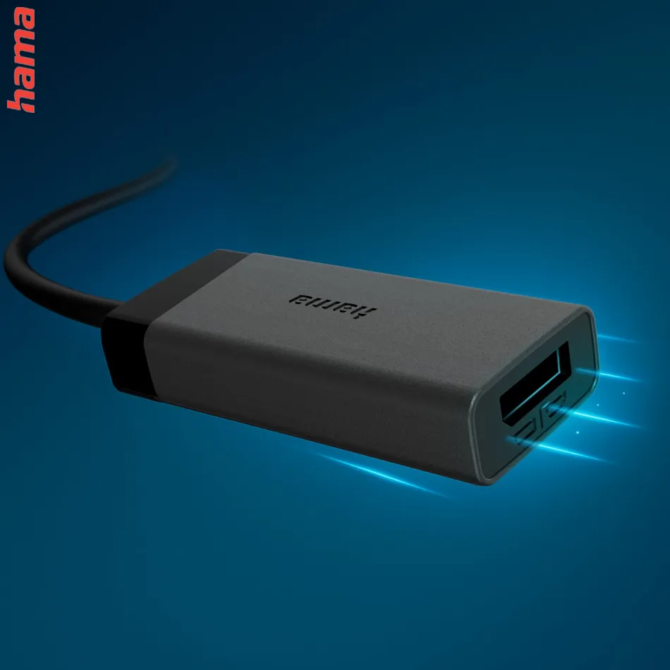 Hama Redukcia 2v1 USB-C na HDMI a DisplayPort, UHD 4K@60 Hz, Čierna