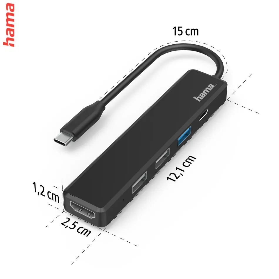 Hama USB-C hub, multiport, 4x USB, 1x HDMI