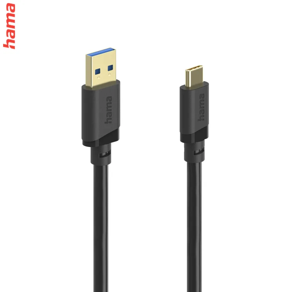 Hama USB A-C kábel 0,25 m, USB 3.2 Gen1 5 Gb/s, čierny