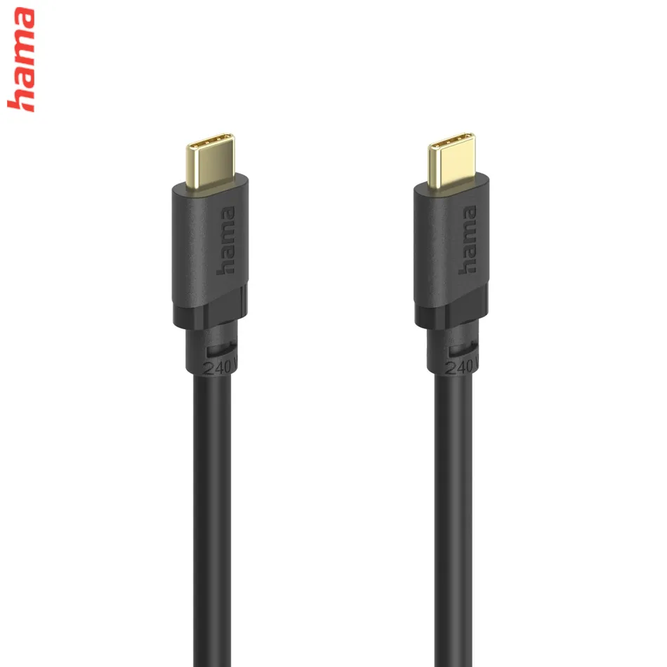 Hama GoPro kábel USB C-C 1,5 m, 240 W, USB 3.2 Gen1 5 Gb/s, čierny