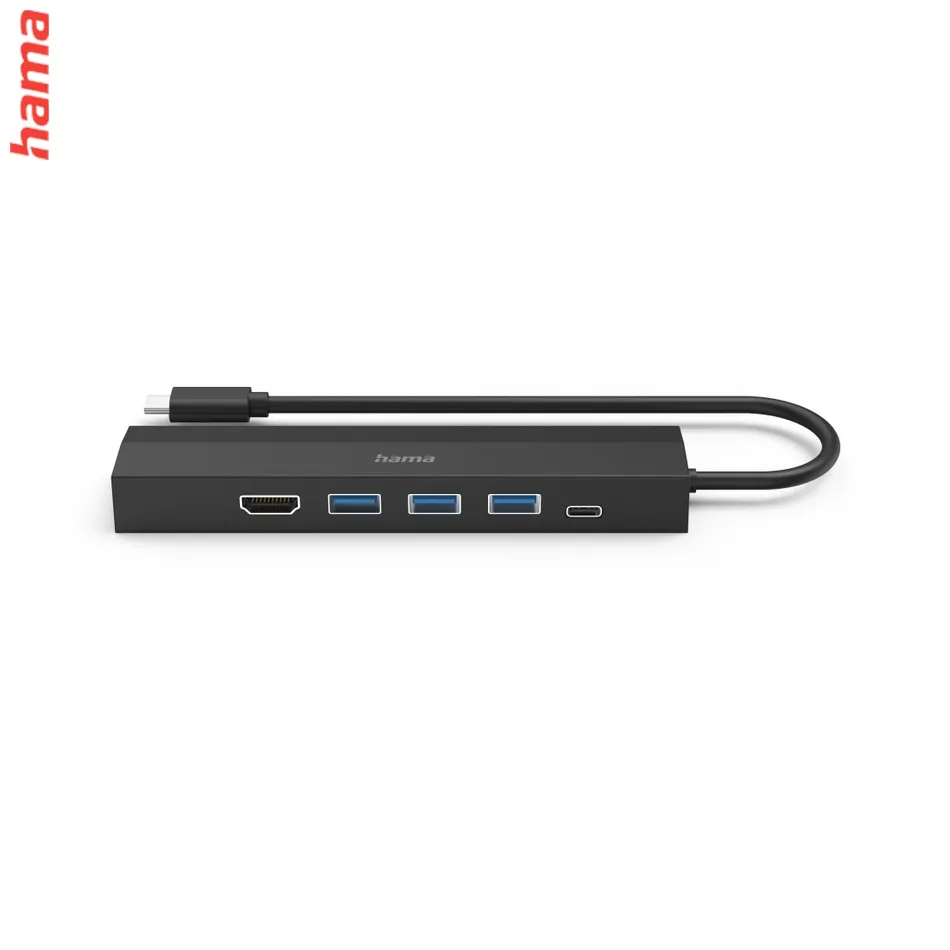 Hama USB-C hub, multiport, 3x USB-A, USB-C PD, HDMI, LAN, 6 portov