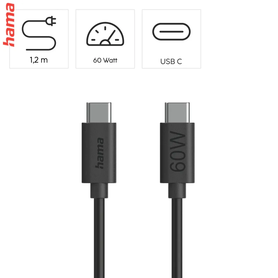 Hama USB-C 2.0 kábel, 1,2 m, Ecosential