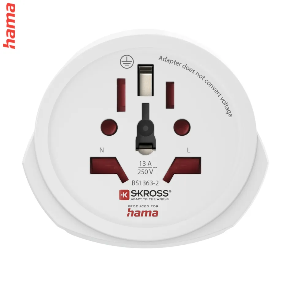 Hama cestovný adaptér World Travel Pro Light USB, 3-pól., univerzál., 2xUSB-A