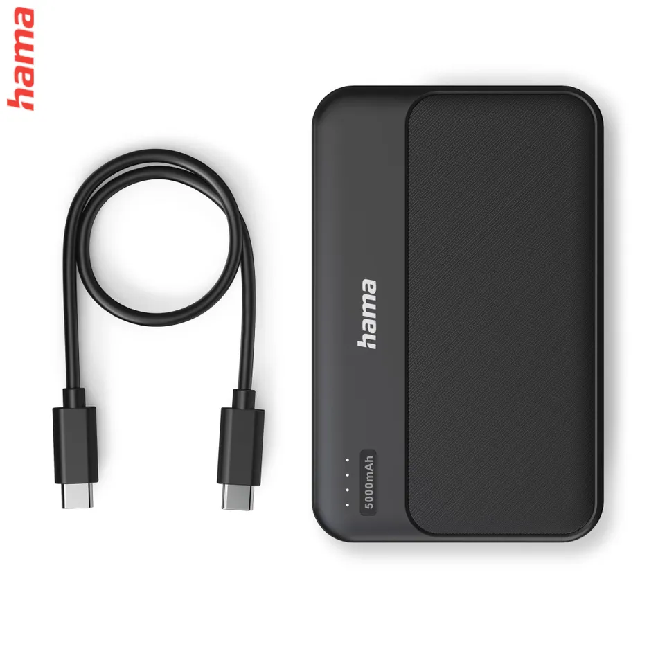 Hama Pocket 5, powerbanka 5000 mAh, 2,1 A, výstup: 2x USB-A, čierna Farebný odtieň