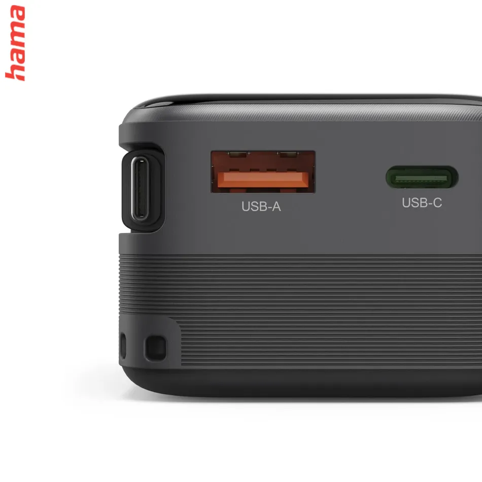 Hama Roll Up powerbanka, 20000 mAh, 45 W, 1x USB-C, 1x USB-A, navíjací kábel