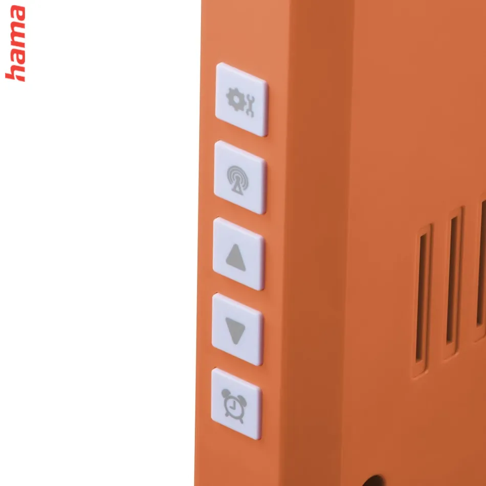 Hama La Palma digitálne nástenné hodiny, rádiový signál, dátum, biele/oranžové