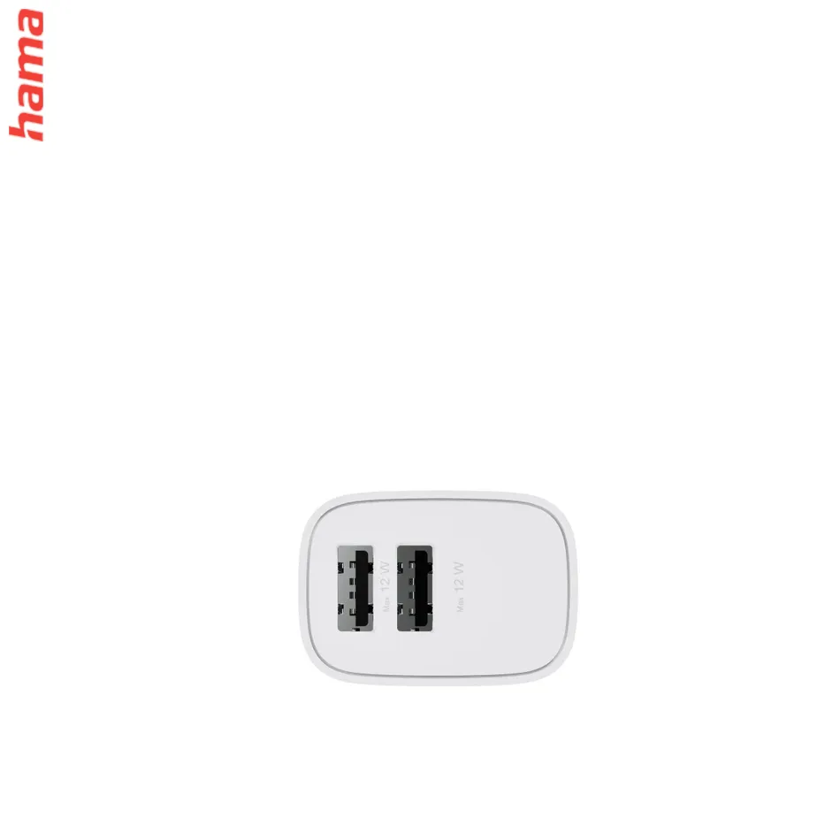Hama USB nabíjačka, 2x USB-A, 12 W/2,4 A, 20 ks v displeji (cena za ks)