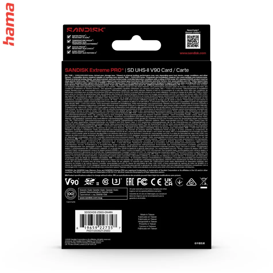 SanDisk SD karta Extreme PRO SDXC 256 GB, UHS-II V90, 310/304 MB/s