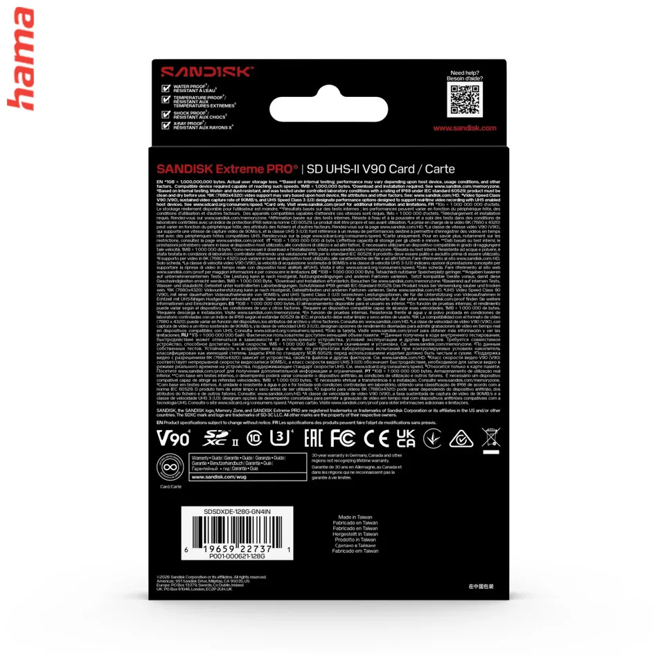 SanDisk SD karta Extreme PRO SDXC 128 GB, UHS-II V90, 310/304 MB/s