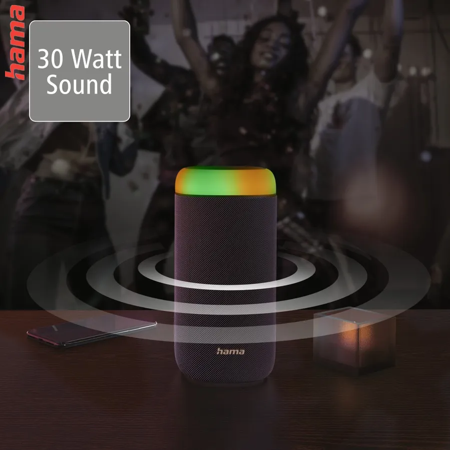 Hama Bluetooth reproduktor Shine 2.0, LED podsvietenie, IPX 4, čierny