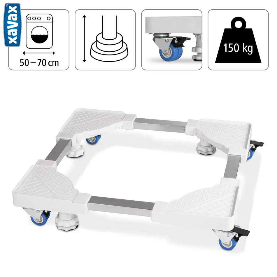 Xavax mobilný podstavec pre spotrebiče/nábytok/ťažké predmety, 4 kolieska, 50x50-70x70 cm, do 150 kg  