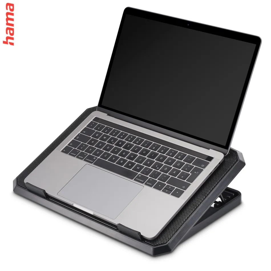 Hama chladiaci stojan pre notebook Black Metal, naklápací, 2 ventilátory, modré podsvietenie, tichý